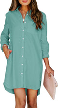 Womens Button Down Shirt Dresses with Pockets - Comfortable