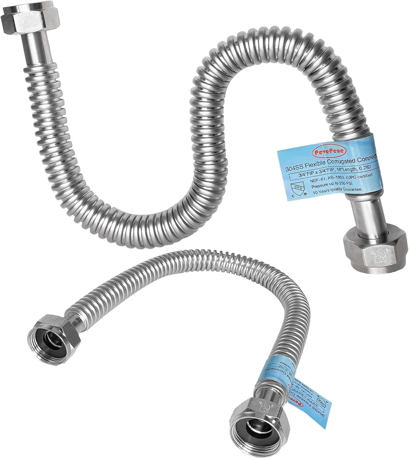2 Pack 36 Inch Stainless Steel Hot Water Heater Hose Connectors