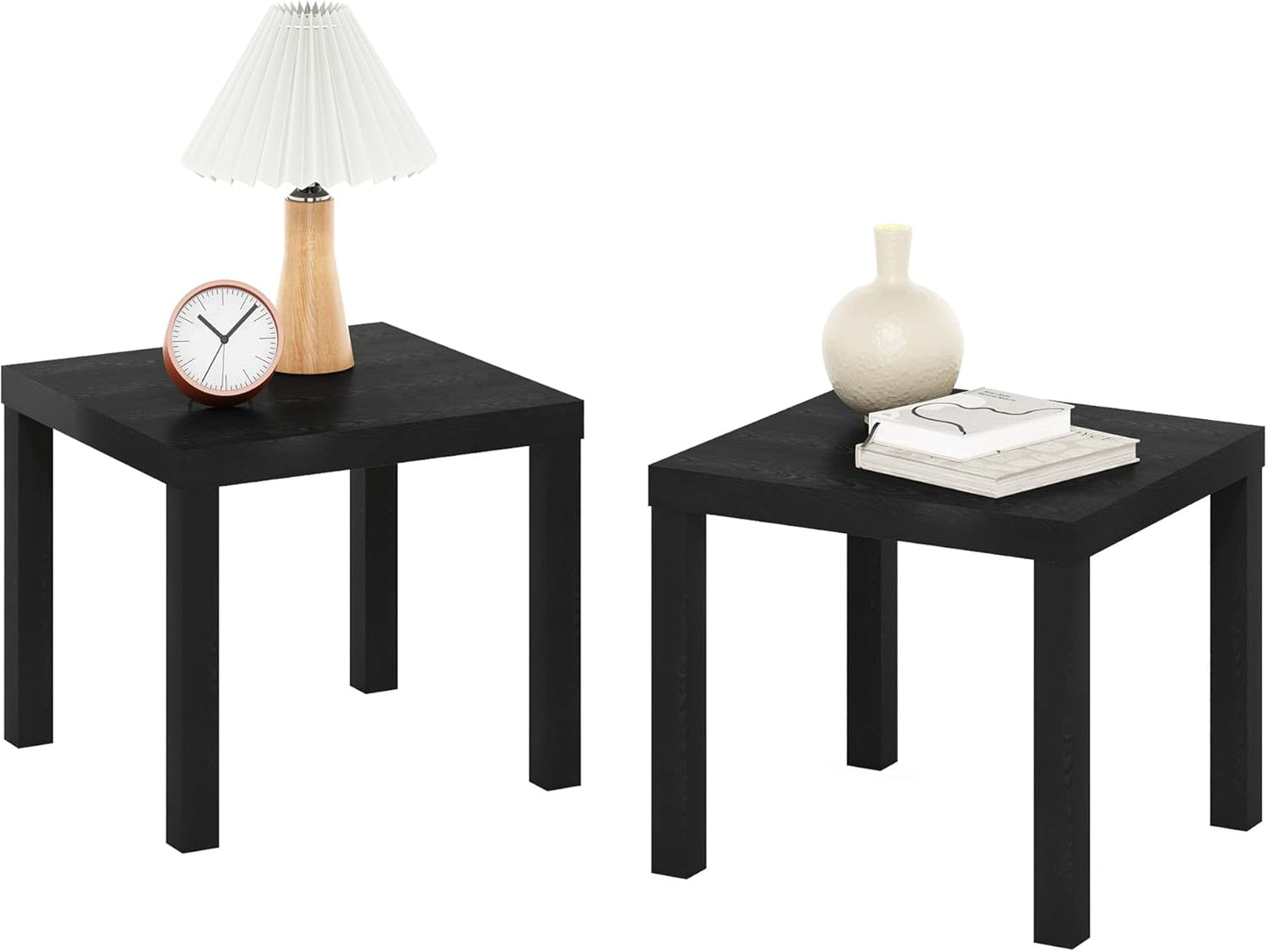 Furinno Classic Homey Square Parsons Side End Table Set of 2