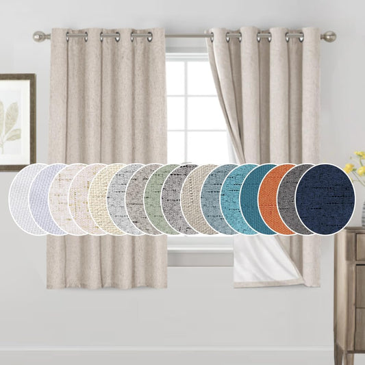 PrinceDeco 100% Blackout Curtains for Bedroom, 64 inch Long