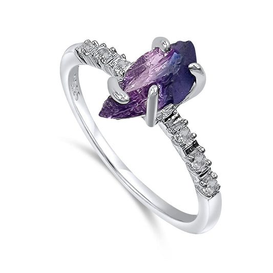Real Raw Alexandrite Dainty Ring by Uniquelan Jewelry