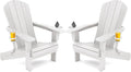 White Composite Adirondack Chair Set of 2 - Folding HDPE Outdoor