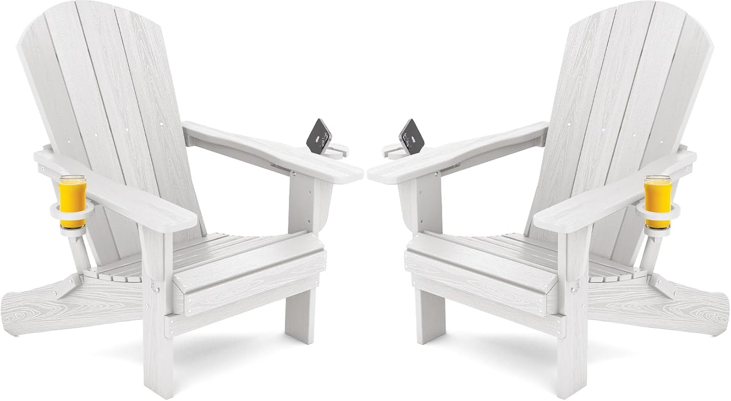 SERWALL Adirondack Chair Set of 2 with Cup Holders for Comfort