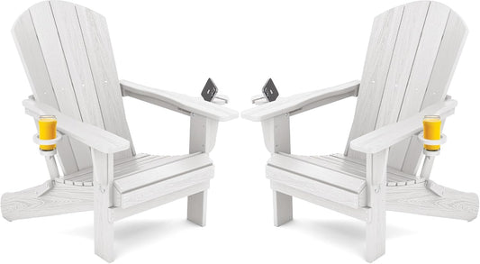 SERWALL Adirondack Chair Set of 2 with Cup Holders for Comfort