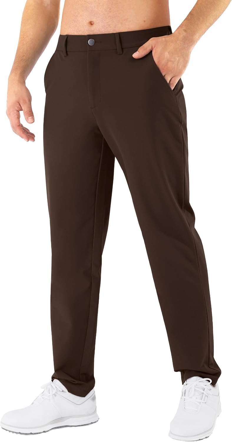 Mens Golf Pants Stretch Classic Fit Quick Dry Casual Trousers