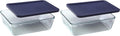 Pyrex 7212 11-Cup Glass Dishes with Dark Blue Lids - 2-Pack