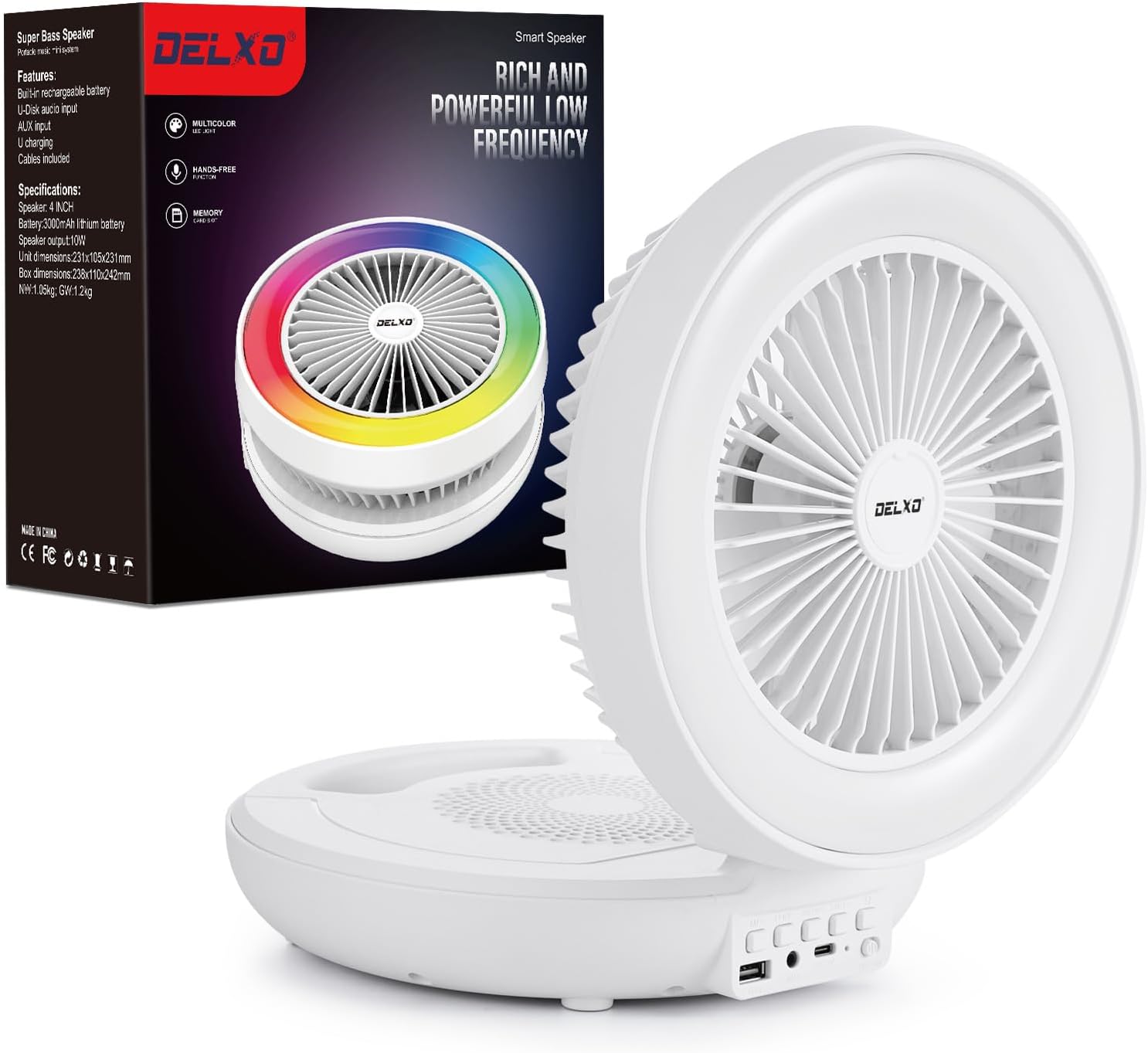 Portable Bluetooth Speaker with LED Night Light