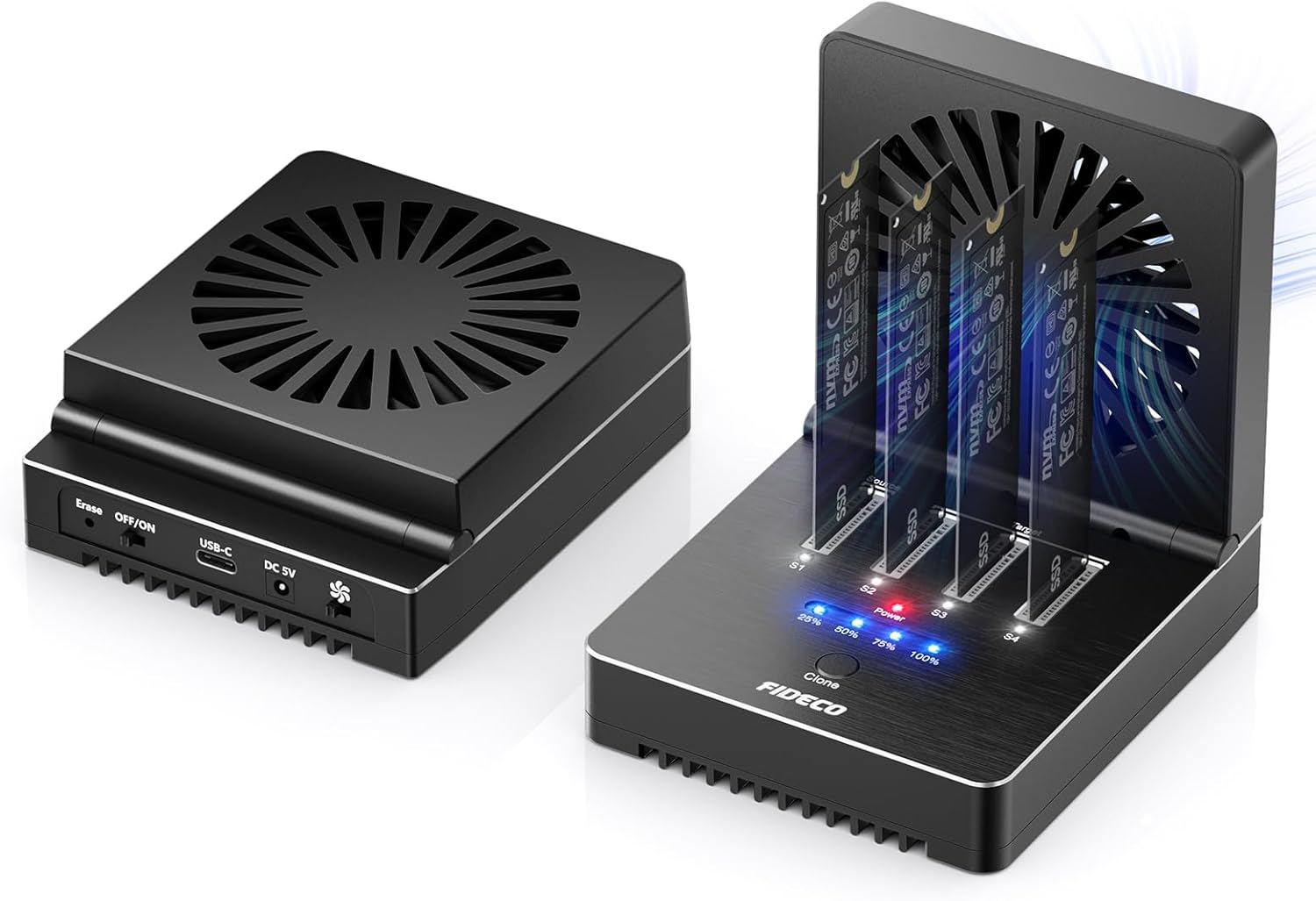 FIDECO M.2 NVMe Cloner Dock: Fast 4-Bay SSD Duplicator