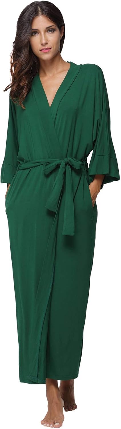 Women's Soft Long Bath Robes Full Length Kimonos Sleepwear