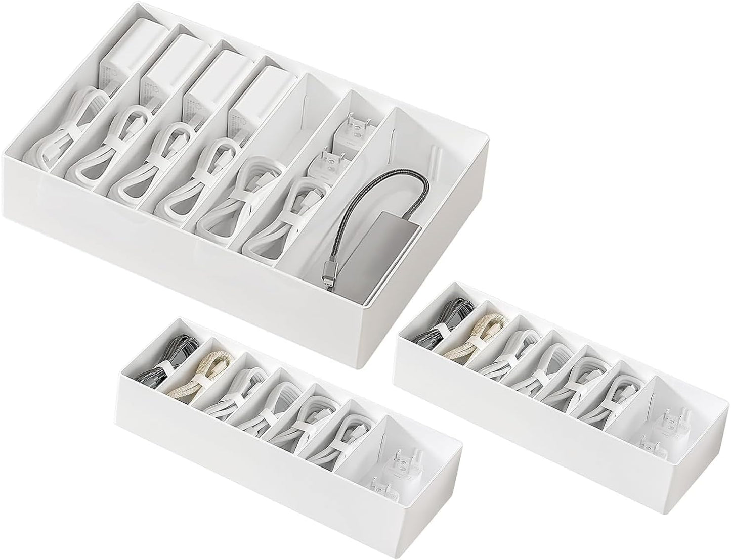 3 Pcs Cable Organizer Box for Efficient Desk Storage Solutions