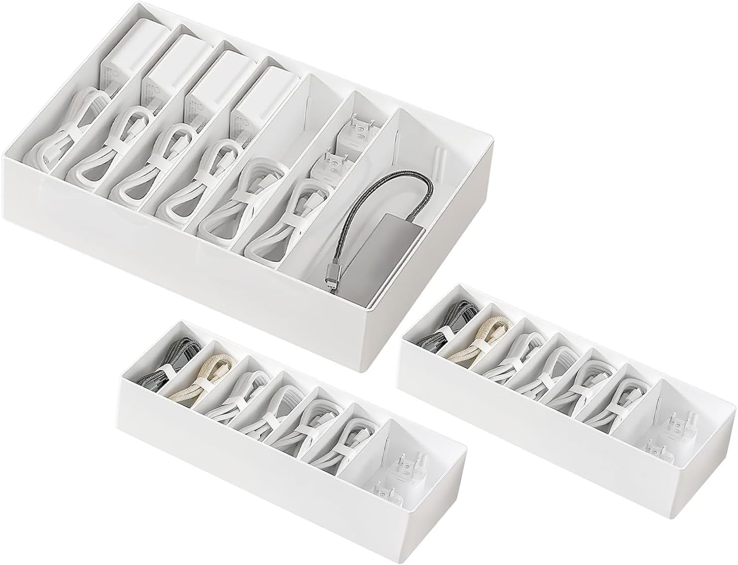 3 Pcs Cable Organizer Box for Efficient Desk Storage Solutions