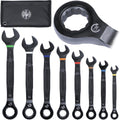 Ratcheting Combination Wrench Set 8-Piece SAE - Tight Spaces Ready