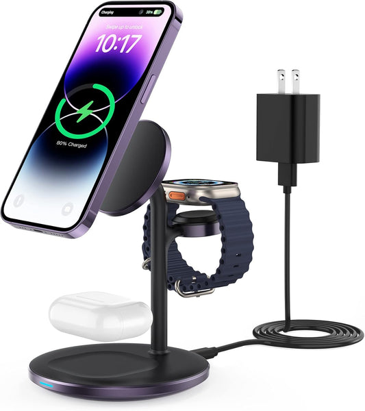 3 in 1 Wireless Charging Station for iPhone, Apple Watch, AirPods