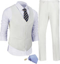 JPF Men's 2 Piece Slim Fit Suit Set - Vest, Pants and Tie