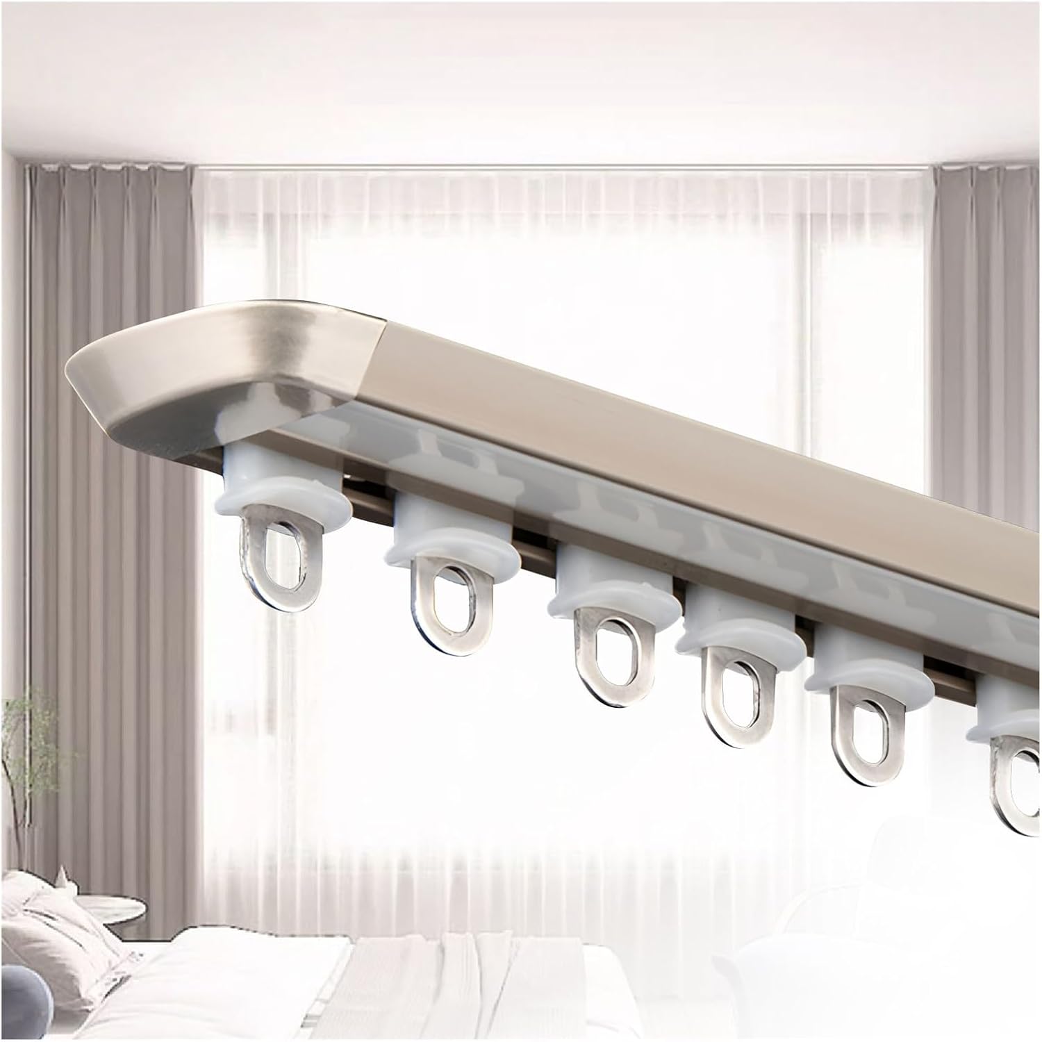 Champagne Aluminum Curtain Track - No Mounting Bracket, 180cm