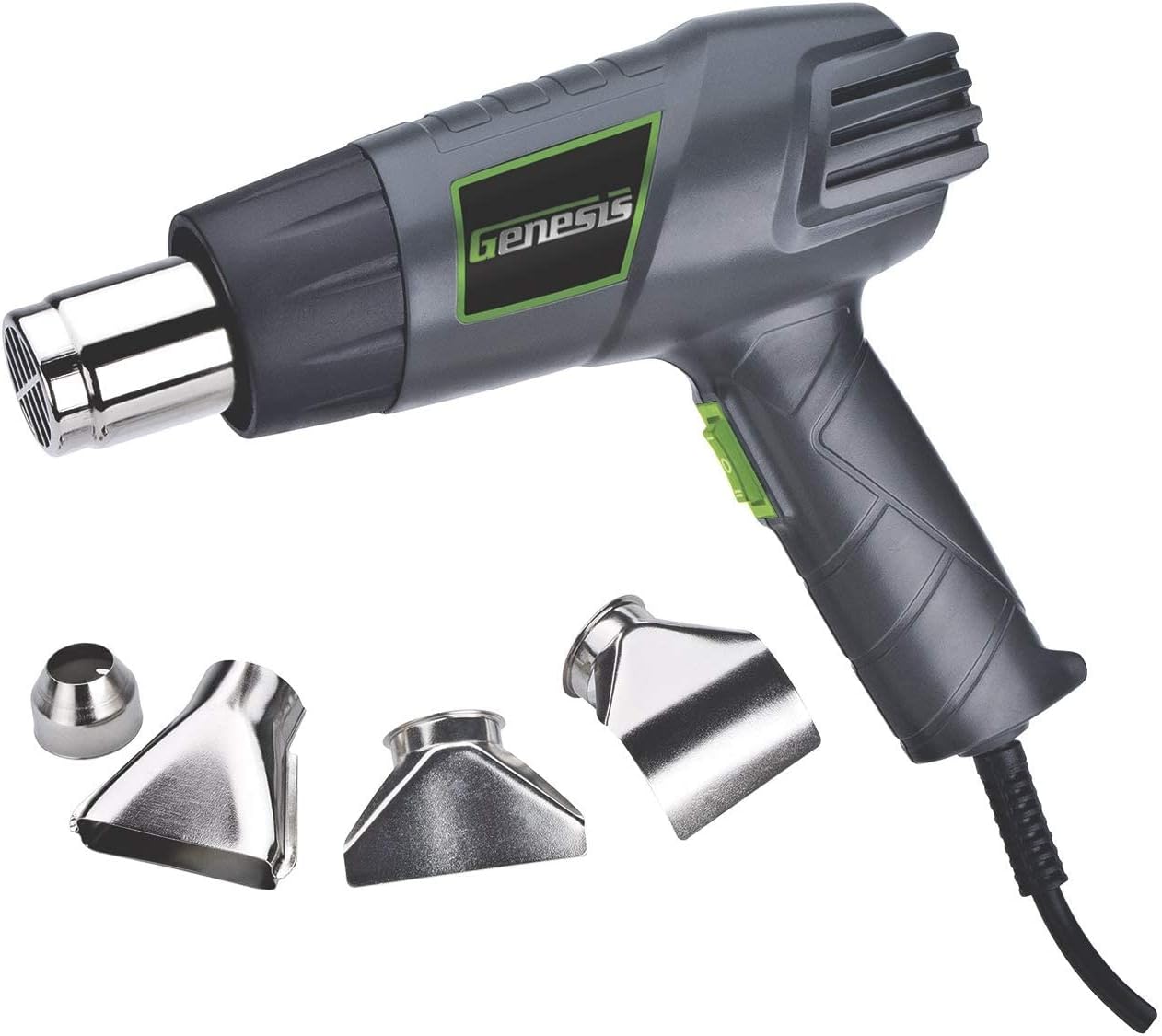 Genesis Dual Temp Heat Gun Kit 572F/1000F + 5 Nozzles, 2Yr Warranty