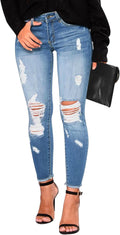KUNMI Women's Skinny Ripped Trendy Jeans Distressed Stretchy Denim at
