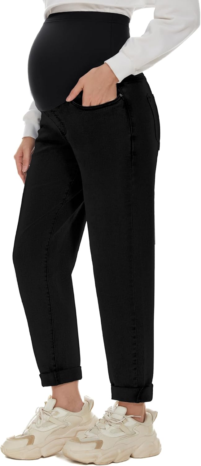 POSHGLAM Women's Maternity Jeans Over Belly Comfy Stretch Pants