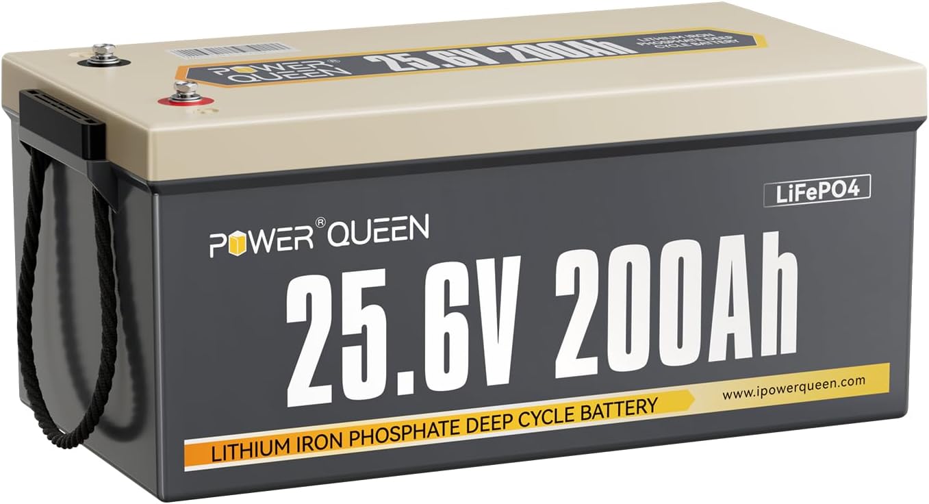 Power Queen 25.6V 200Ah LiFePO4 Battery for RV and Solar Use