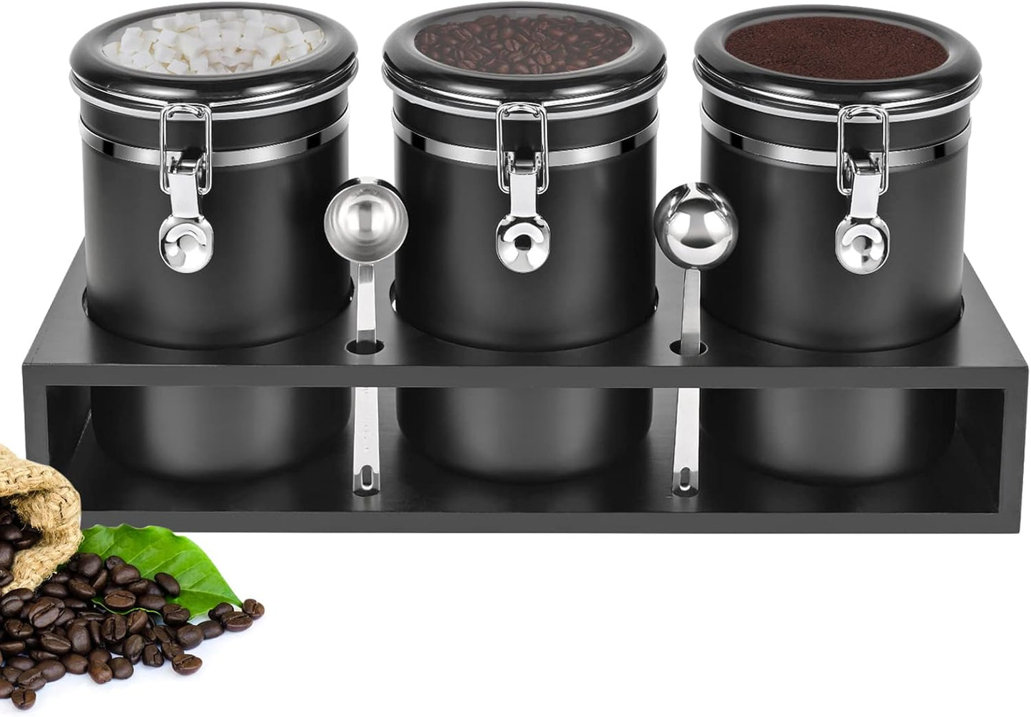 Stainless Steel Coffee Canisters with Shelf for Fresh Storage