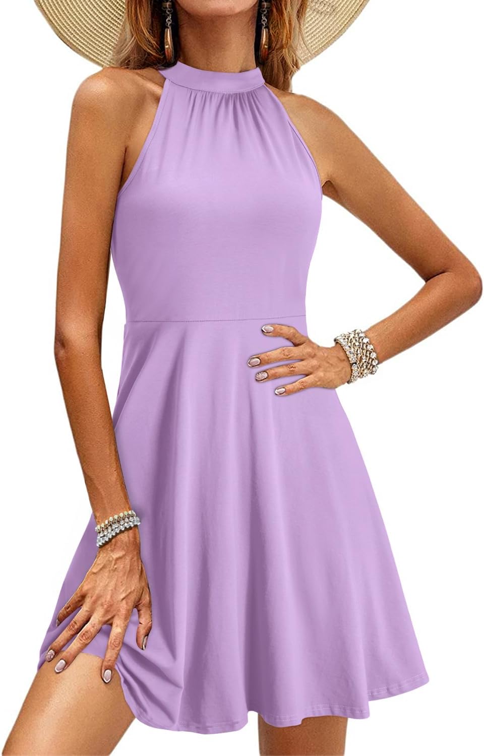 OUGES Women's Halter Neck Floral Summer Casual Sundress Review