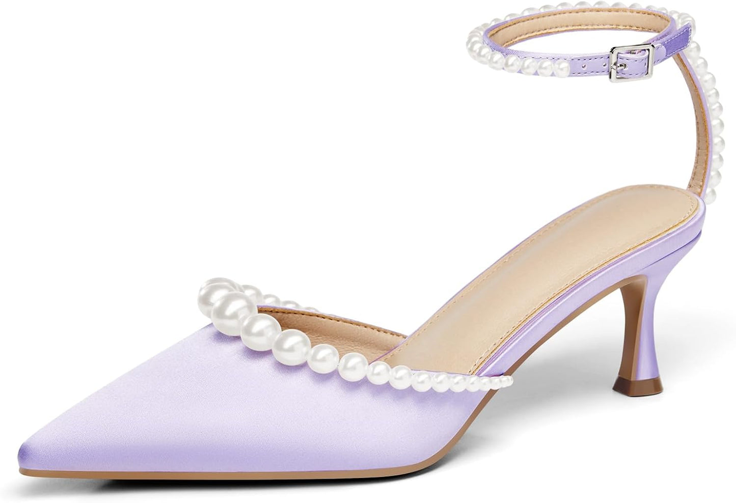 Coutgo Womens Pearl Kitten Heels for Elegant Weddings and Events
