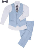 Boys Linen Suits for Kids Summer Slim Fit 3 Piece Beach (Style DVS9)