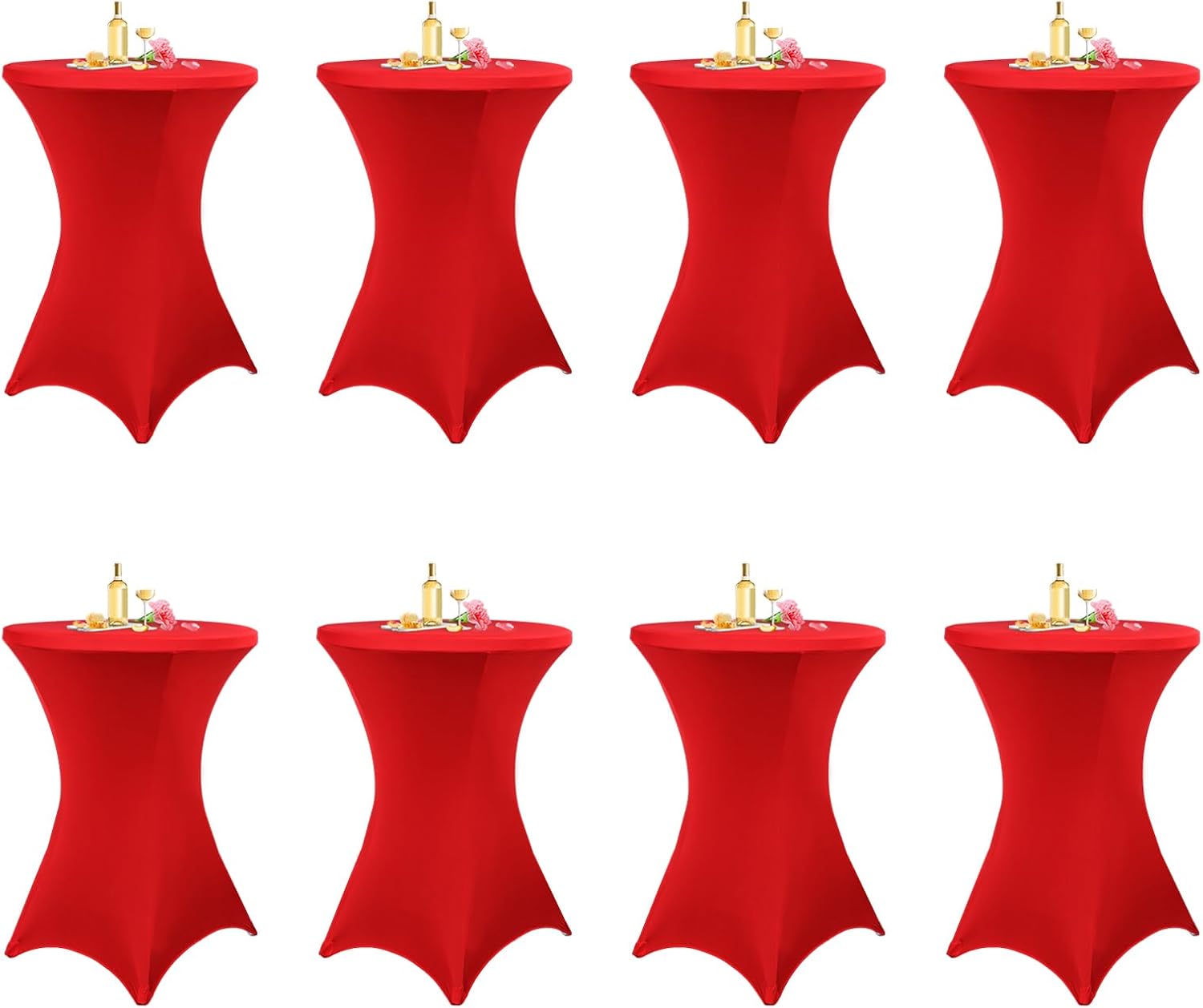 Red Spandex Stretch Tablecloth Set - Perfect for Cocktail Parties!