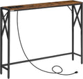 Sofa Table with Charging Station, 39.4 Narrow Console Table - Slim