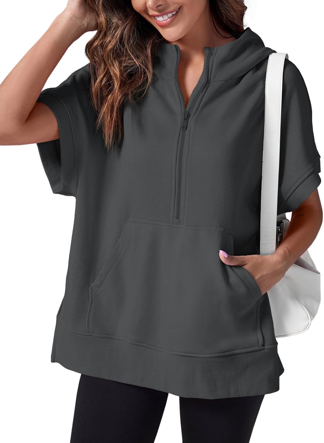 Fisoew Womens Oversized Half Zip Hoodies for Casual Style