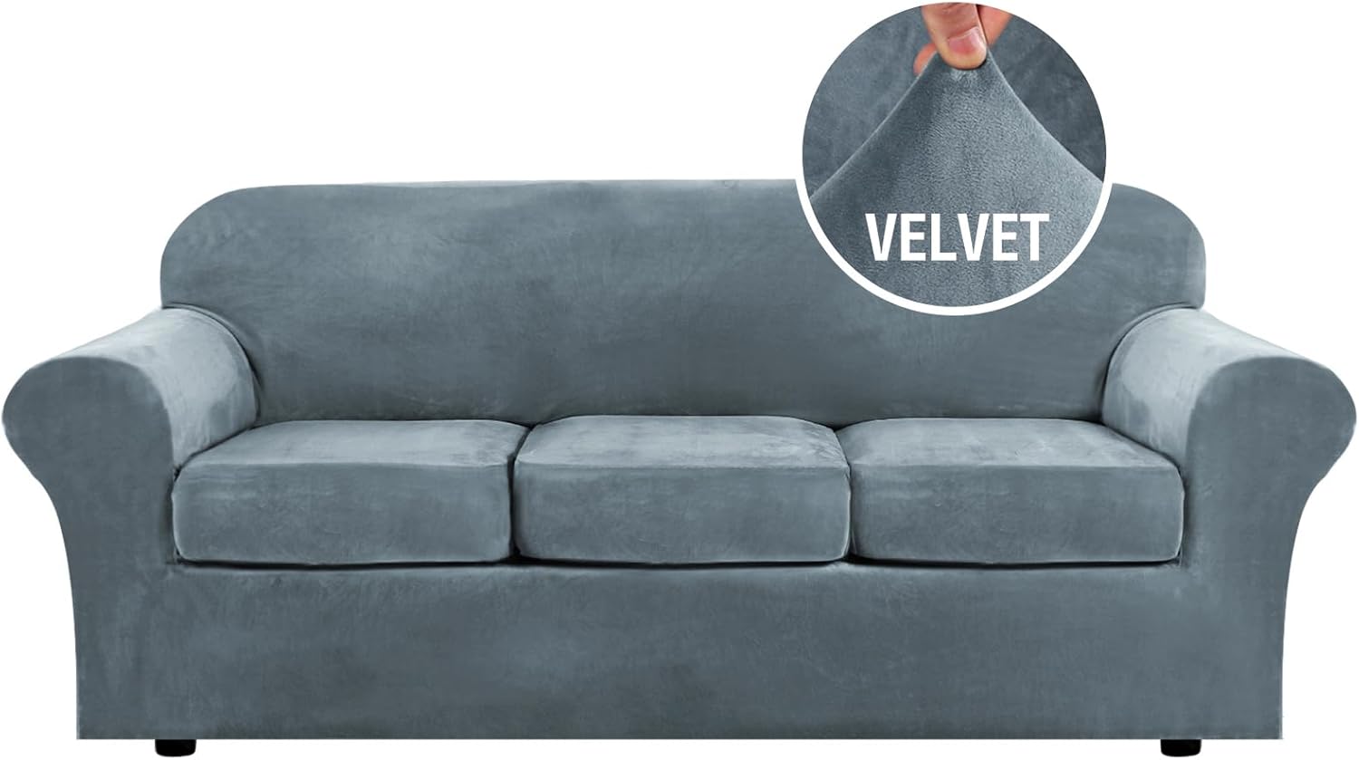 H.VERSAILTEX Modern Velvet Plush Sofa Slipcover for 3 Cushion