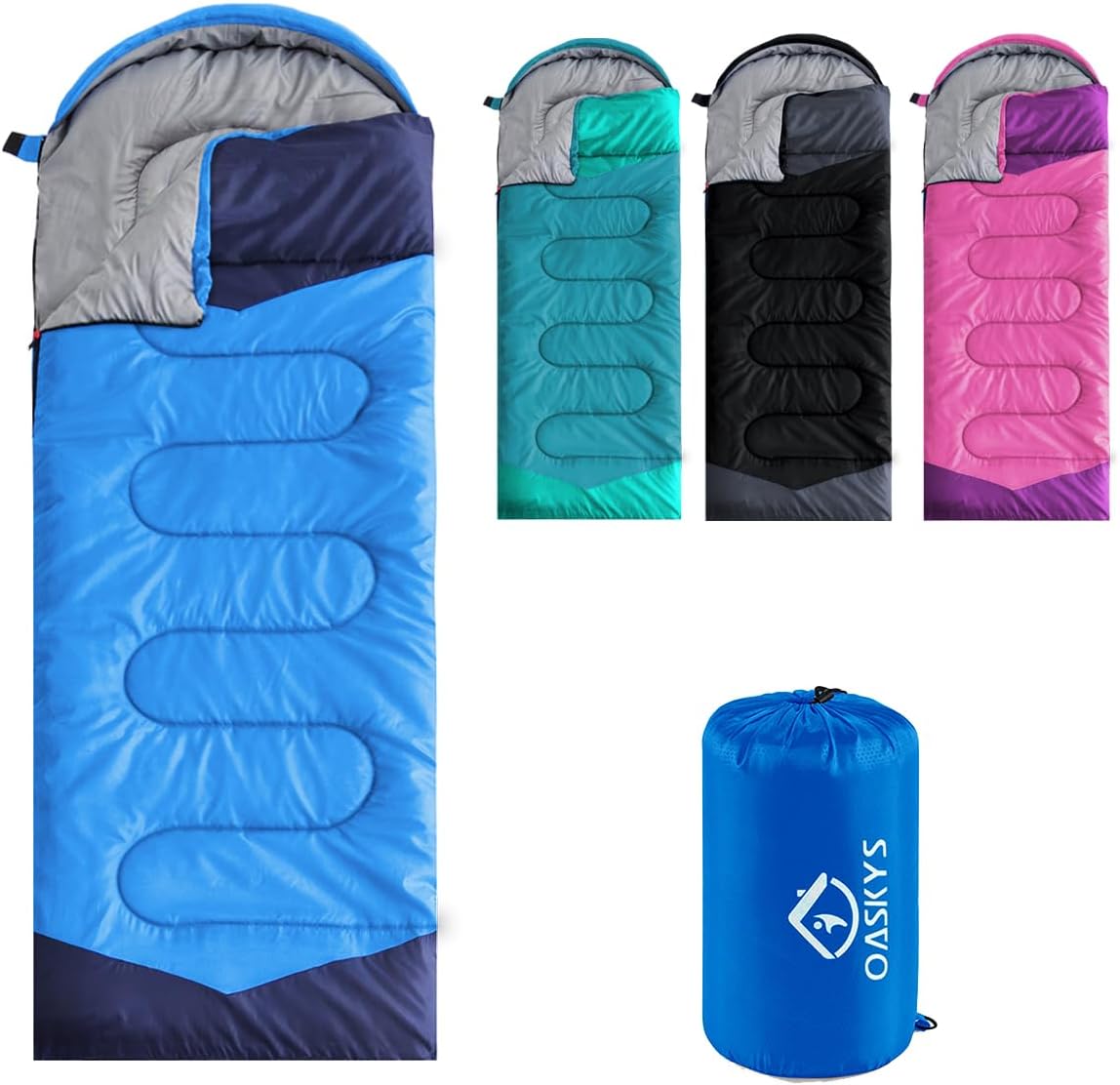 Oaskys Camping Sleeping Bag for 3 Seasons - Lightweight & Waterproof