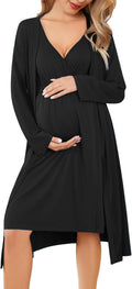 Maternity Nursing Gown and Robe Set - Comfortable Nursing (Style 1V7L)