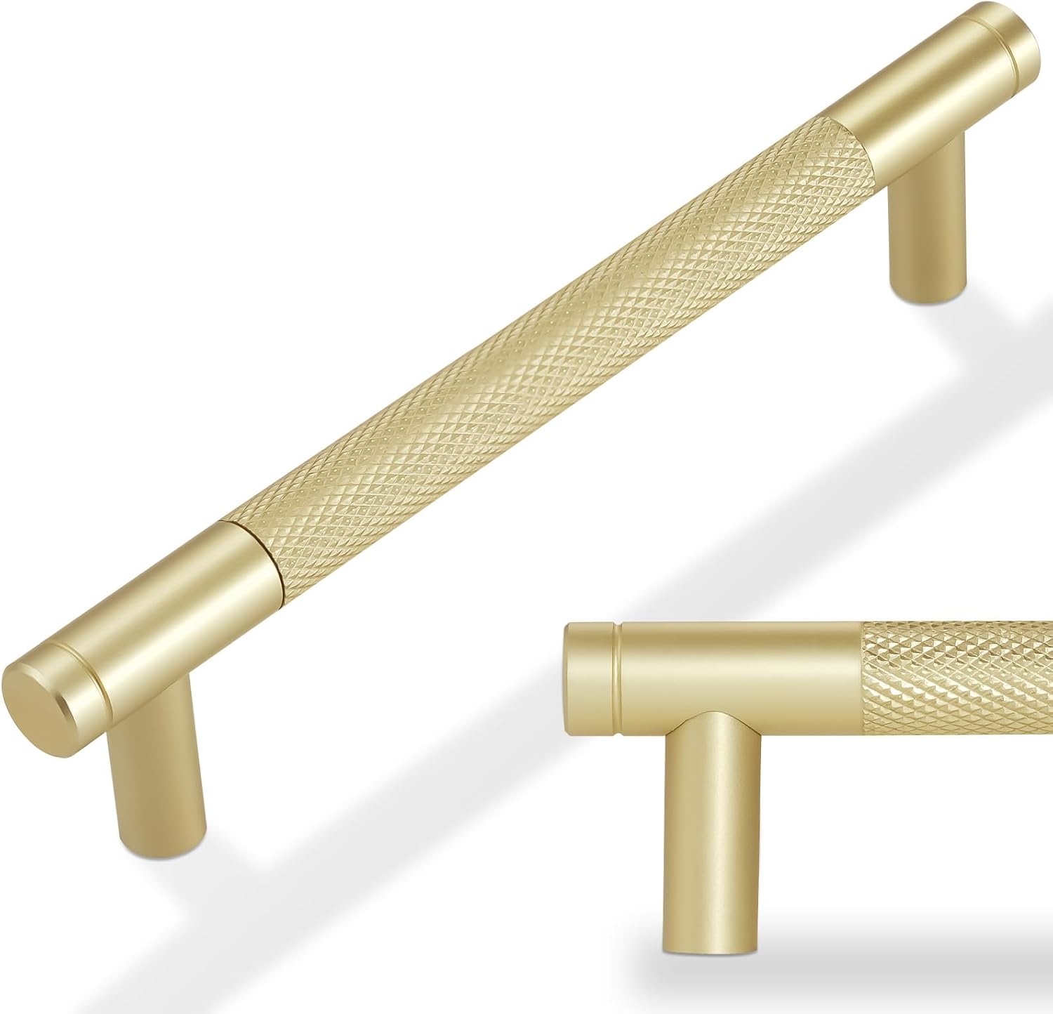 Brushed Brass Kitchen Cabinet Handles - 10 Pack Gold Pulls