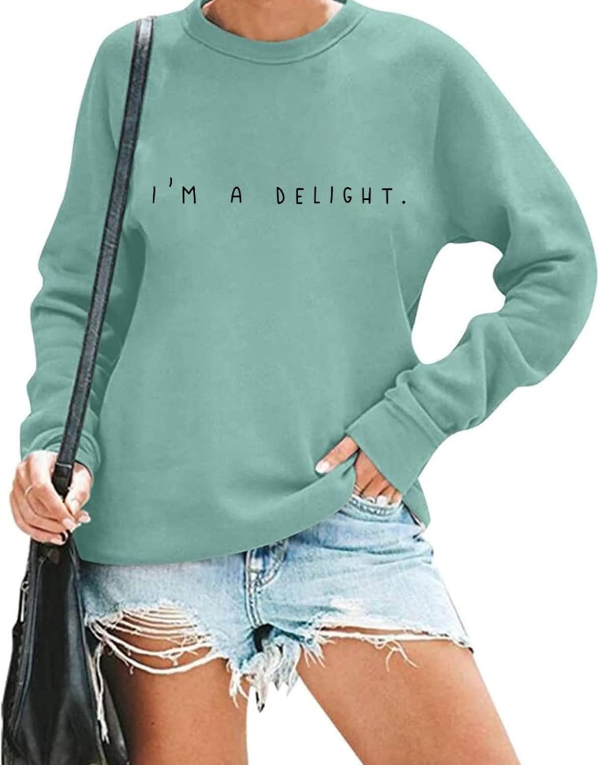 Delight in Humor Sweatshirt  Funny Letter Print Top