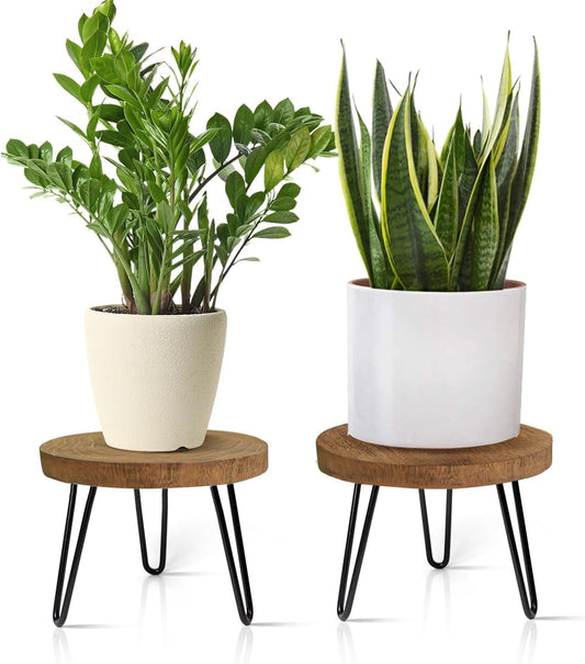 Mid Century Wooden Plant Stand for Indoor and Outdoor Use