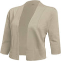 AAMILIFE Women's 3/4 Sleeve Cropped Cardigan - Lightweight Summer Blue