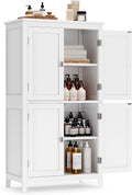 Bathroom Floor Storage Cabinet with 4 Doors - Spacious White Unit