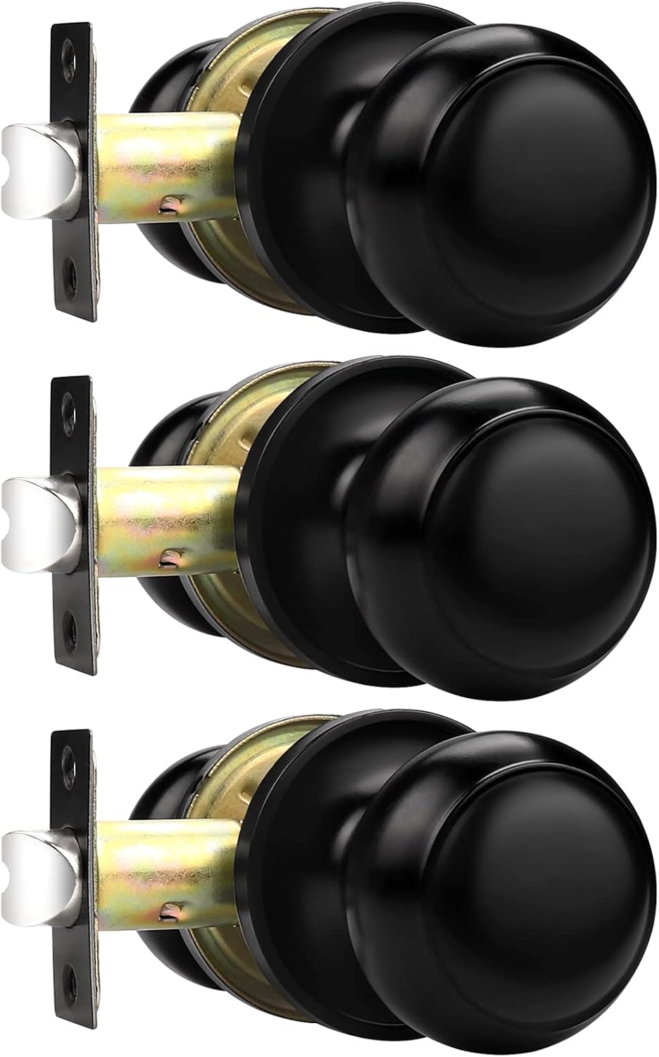 Probrico Matte Black Passage Door Knobs for Hall and Closet Use