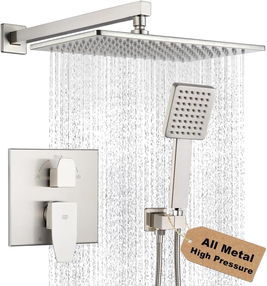 POP SANITARYWARE Shower Faucet Set with 12 Inch Rainfall Head