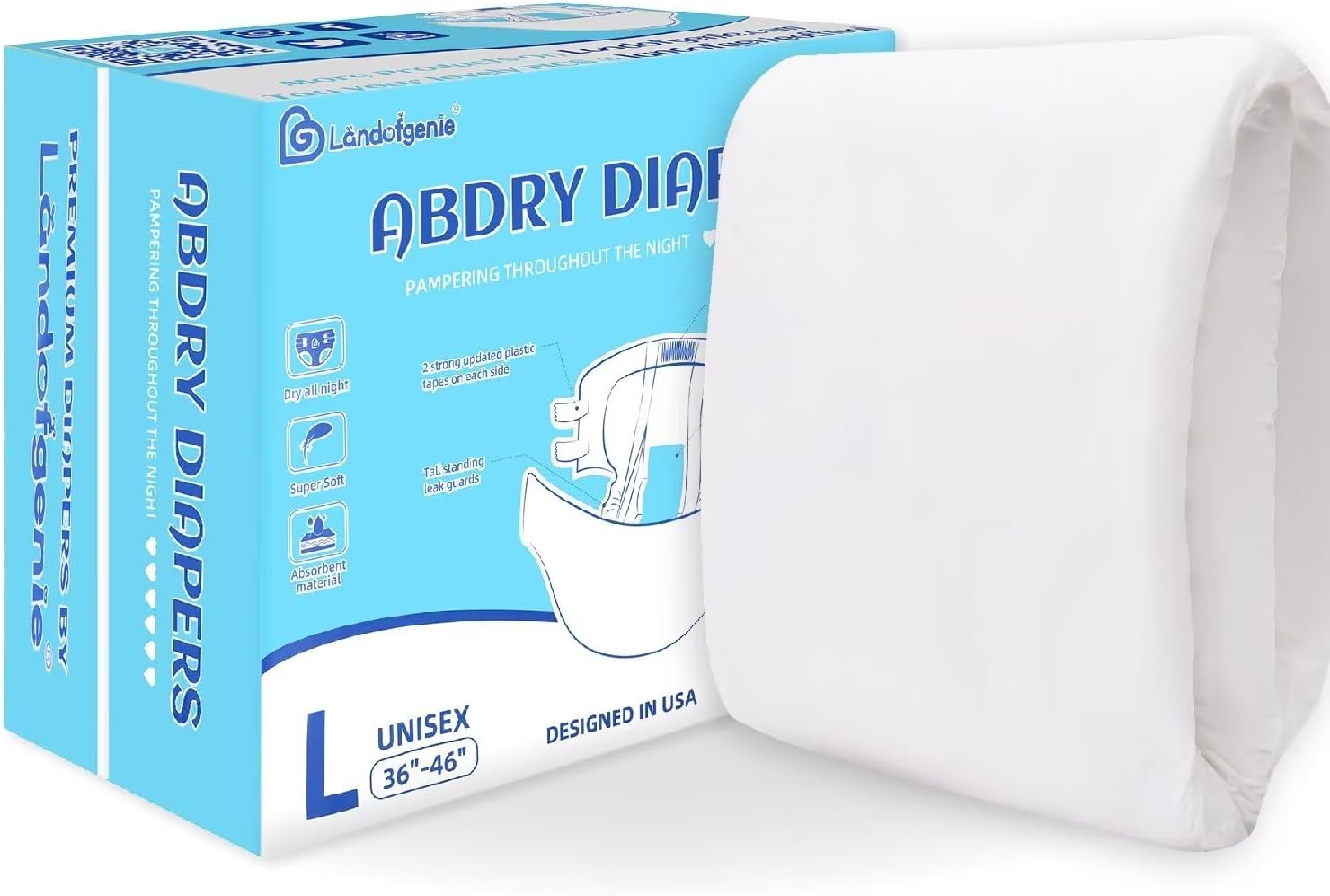 High Absorbency Adult Incontinence Diapers - 10 Pack (Medium)