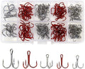 130 PCS Treble Hooks Kit High Carbon Steel Round Bend - Strong, Sharp
