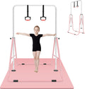 Gymnastics Bar for Kids with Rings - Height Adjustable Foldable Bar