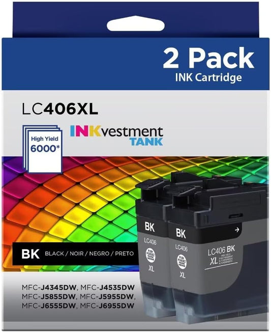 High Yield LC406XL Black Ink Cartridges for Brother Printers
