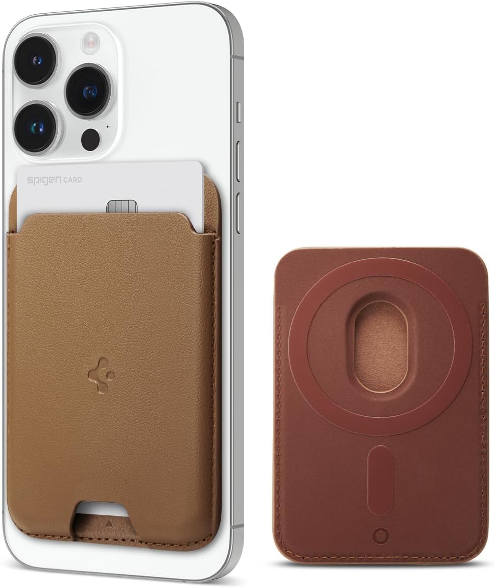 Spigen MagSafe Wallet for iPhone and Pixel - PU Brown Card Holder