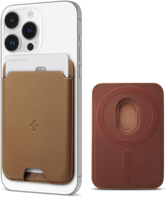 Spigen MagSafe Wallet for iPhone and Pixel - PU Brown Card Holder