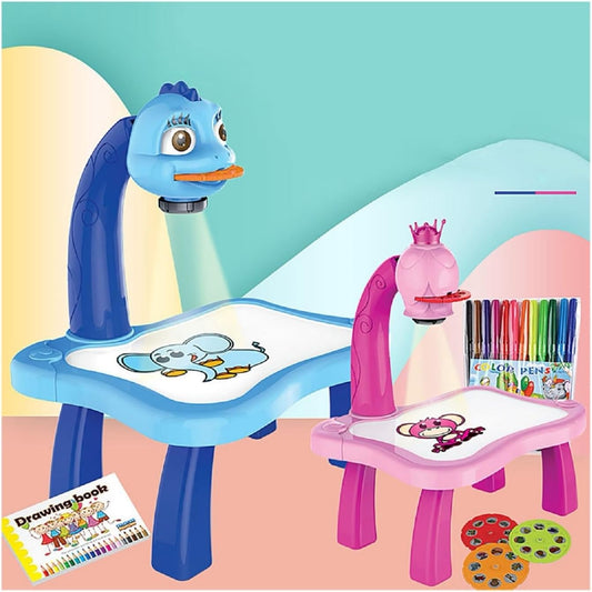 Smart Projection Sketch Table for Kids, Lights & Music, Ages 5-7, Birthday Gift (Blue)