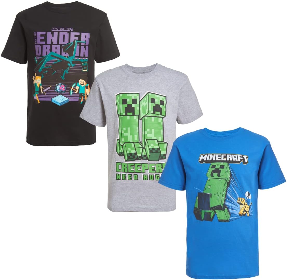 Minecraft Boys Short Sleeve Regular Fit T-Shirts for Kids