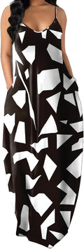 Women's Maxi Dress Spaghetti Strap with Pockets - Comfortable Everyday