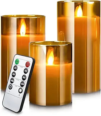 YMING Flameless Candles for Room Decor with Remote Control